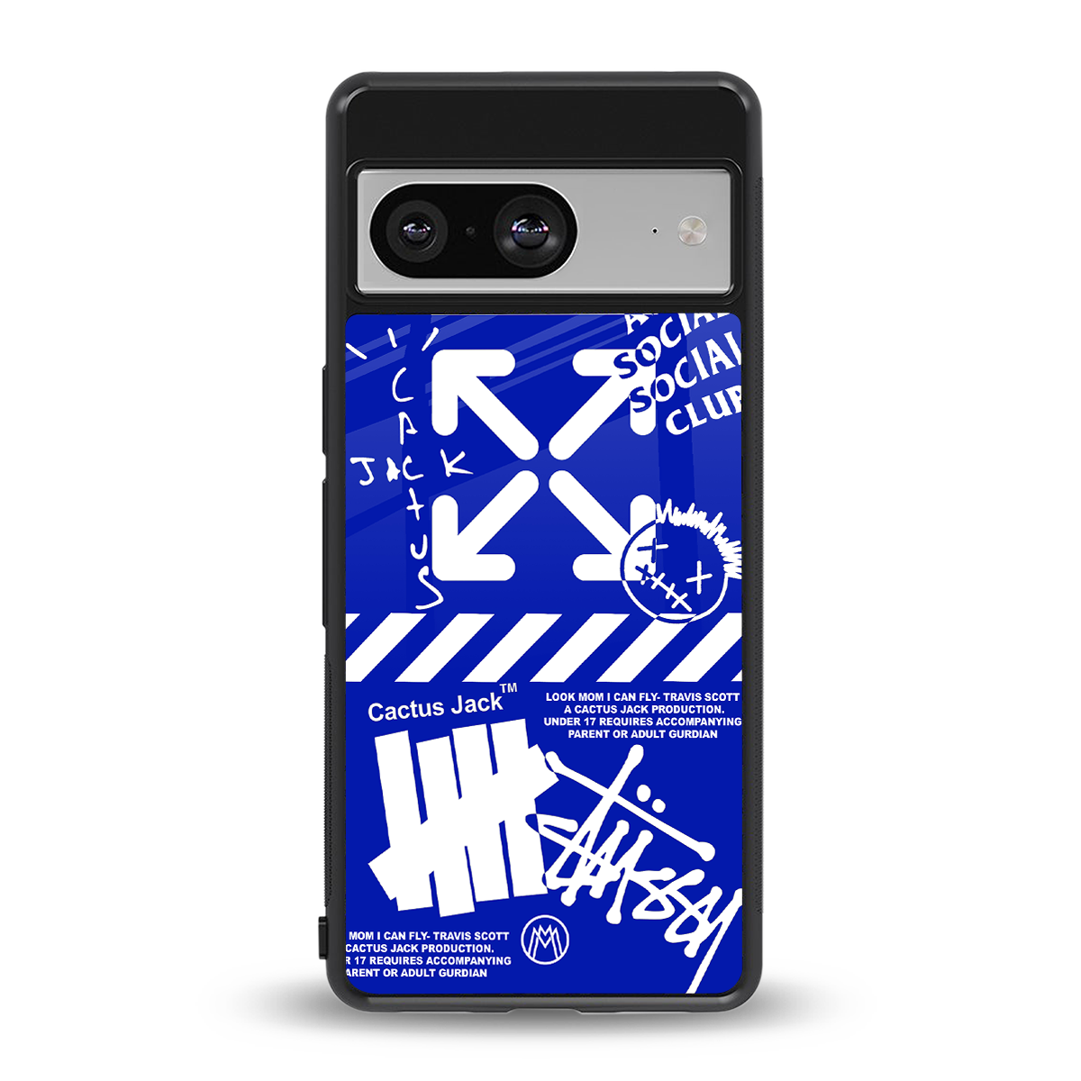 blue travis scott x anti social social club back phone cover | glass case for Google Pixel 8