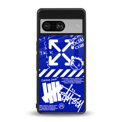 blue travis scott x anti social social club back phone cover | glass case for Google Pixel 8