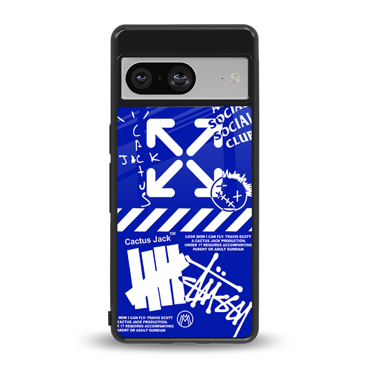 blue travis scott x anti social social club back phone cover | glass case for Google Pixel 8