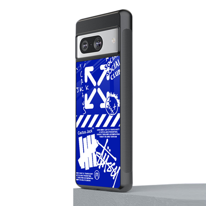 blue travis scott x anti social social club back phone cover | glass case for Google Pixel 8