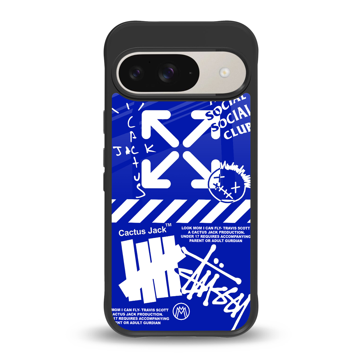 blue travis scott x anti social social club back phone cover | glass case for google pixel 9