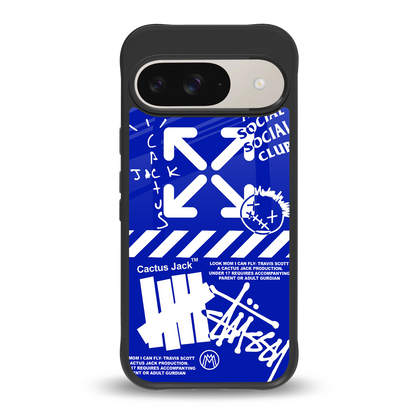 blue travis scott x anti social social club back phone cover | glass case for google pixel 9