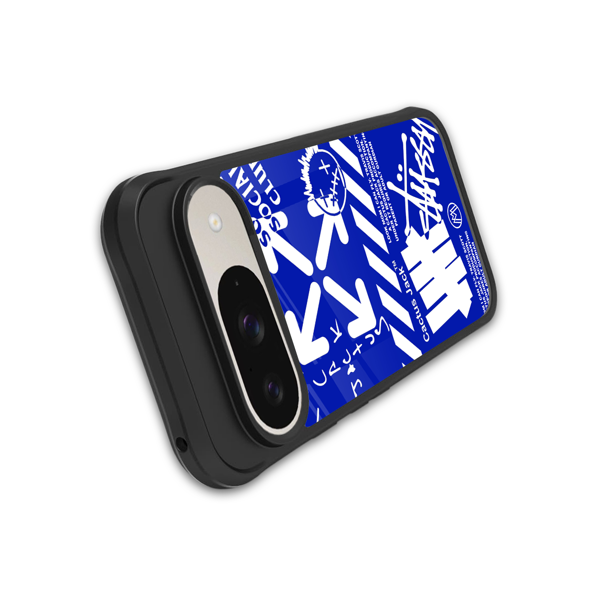 blue travis scott x anti social social club back phone cover | glass case for google pixel 9
