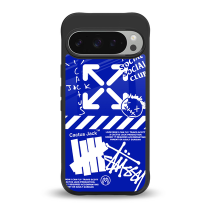 blue travis scott x anti social social club back phone cover | glass case for google pixel 9 pro xl