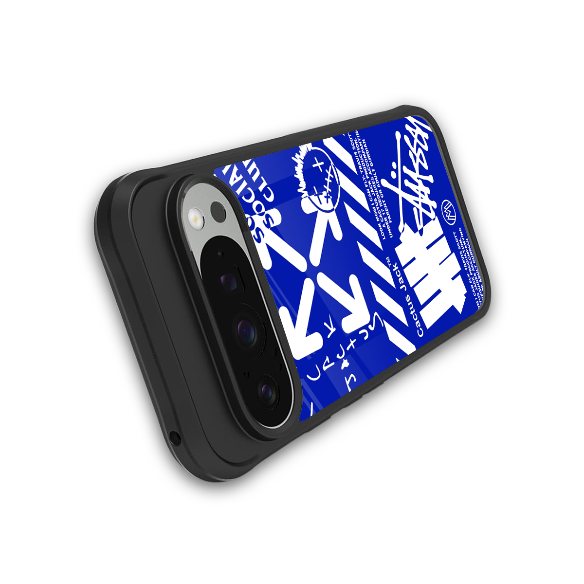 blue travis scott x anti social social club back phone cover | glass case for google pixel 9 pro