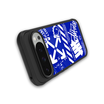 blue travis scott x anti social social club back phone cover | glass case for google pixel 9 pro