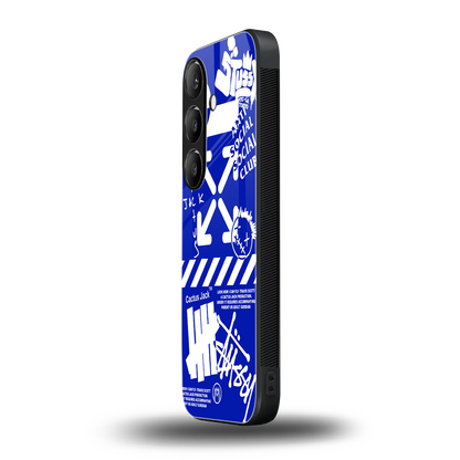 blue travis scott x anti social social club back phone cover | glass case for samsung galaxy s24 plus