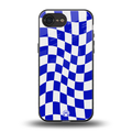 blue white trippy check pattern back phone cover | glass case for iphone 16e
