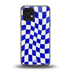 blue white trippy check pattern back phone cover | glass case for nothing phone 1