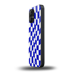 blue white trippy check pattern back phone cover | glass case for nothing phone 1