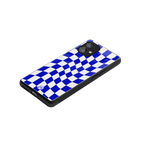 blue white trippy check pattern back phone cover | glass case for nothing phone 1