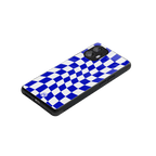 blue white trippy check pattern back phone cover | glass case for nothing phone 2