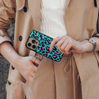 blue leopard fur back phone cover | glass case for Google Pixel 7