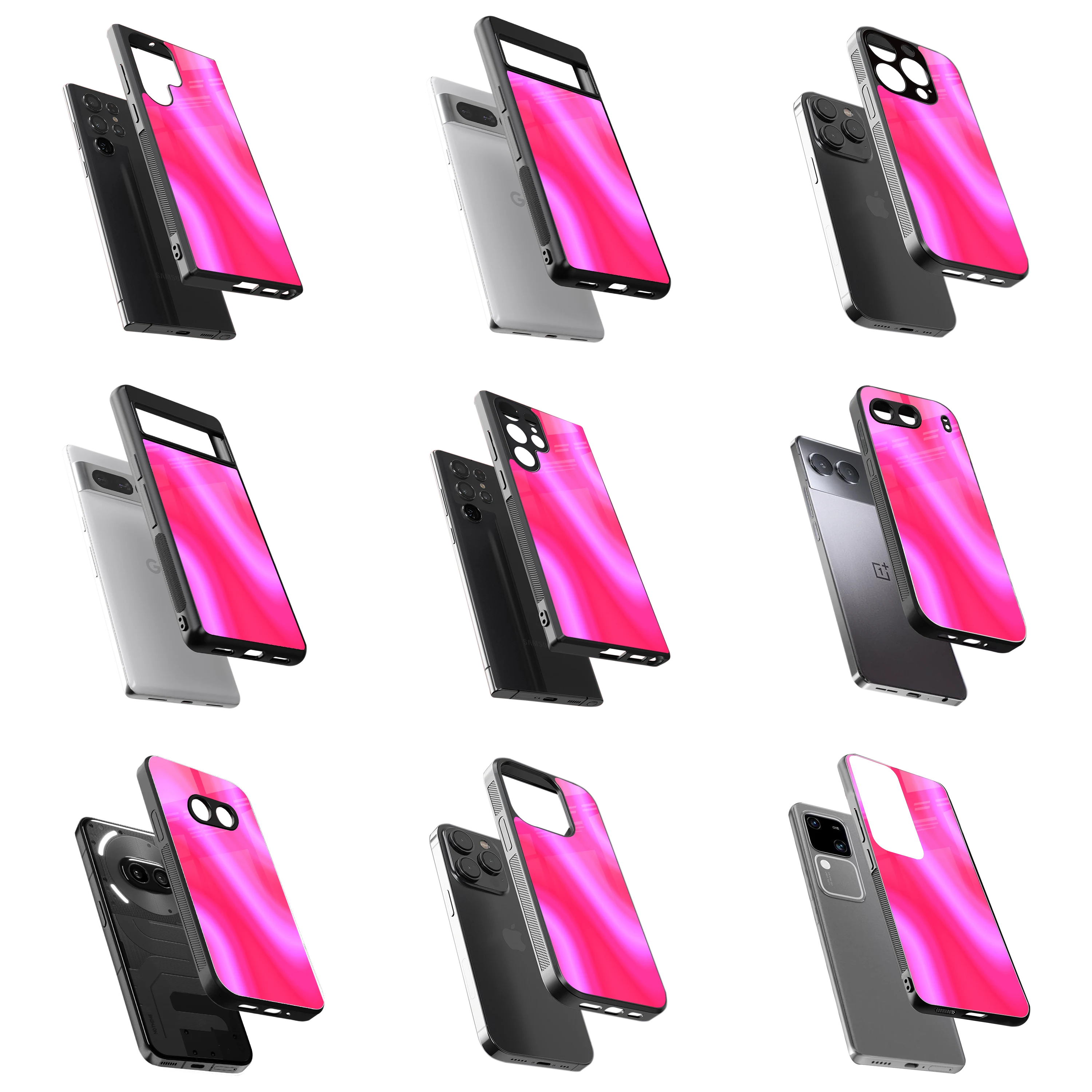 Durable Glass Back Mobile Case for iPhone, Samsung, OnePlus, Google Pixel, Redmi, Vivo, Oppo
