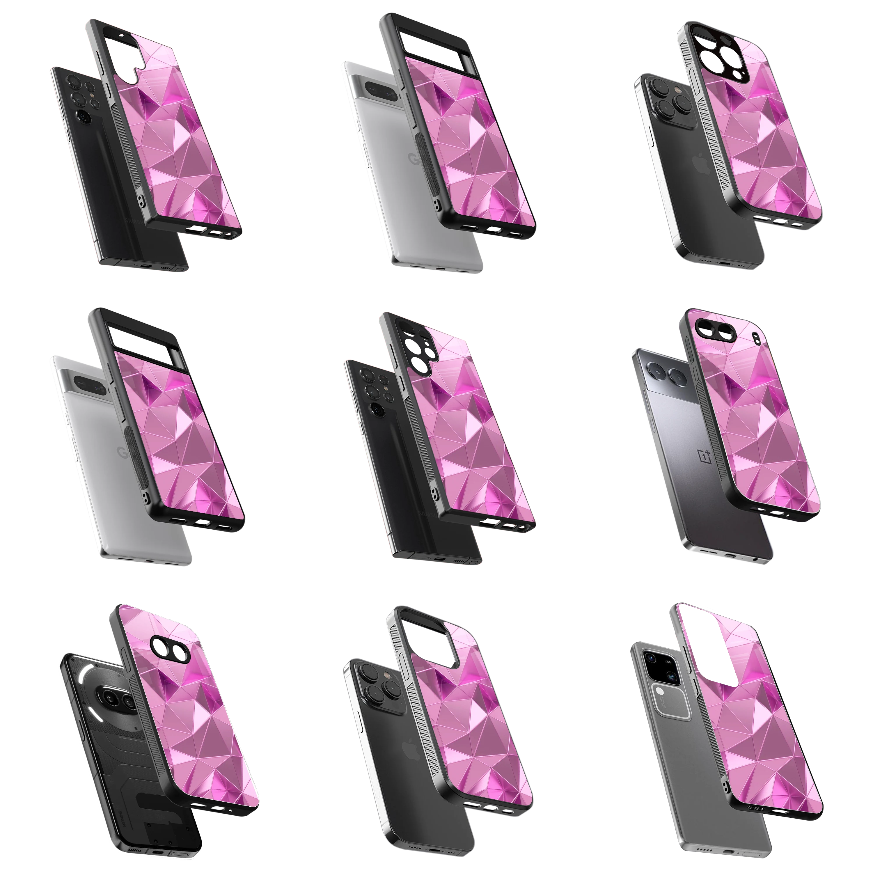 Durable Glass Back Mobile Case for iPhone, Samsung, OnePlus, Google Pixel, Redmi, Vivo, Oppo