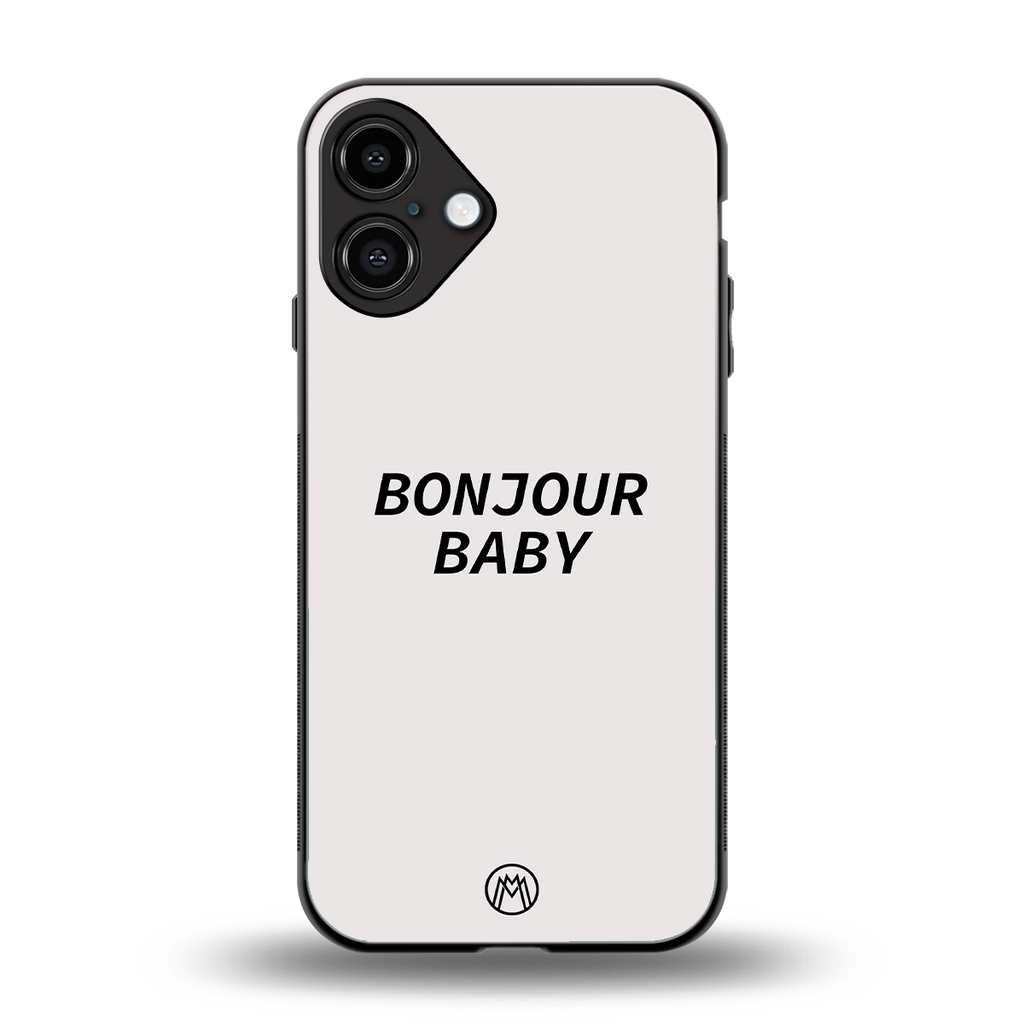 bonjour baby back phone cover | glass case for iphone 16 plus
