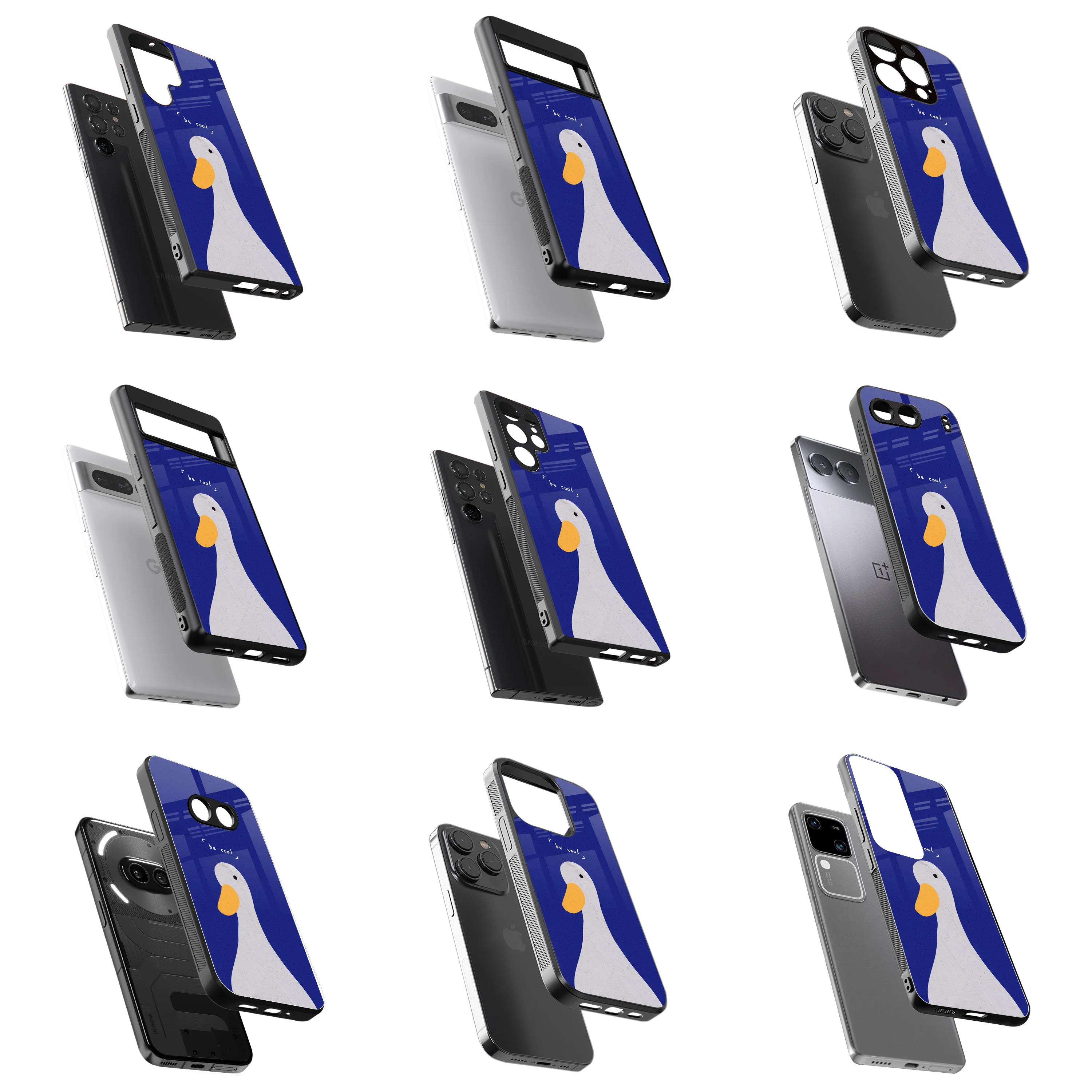 Durable Glass Back Mobile Case for iPhone, Samsung, OnePlus, Google Pixel, Redmi, Vivo, Oppo