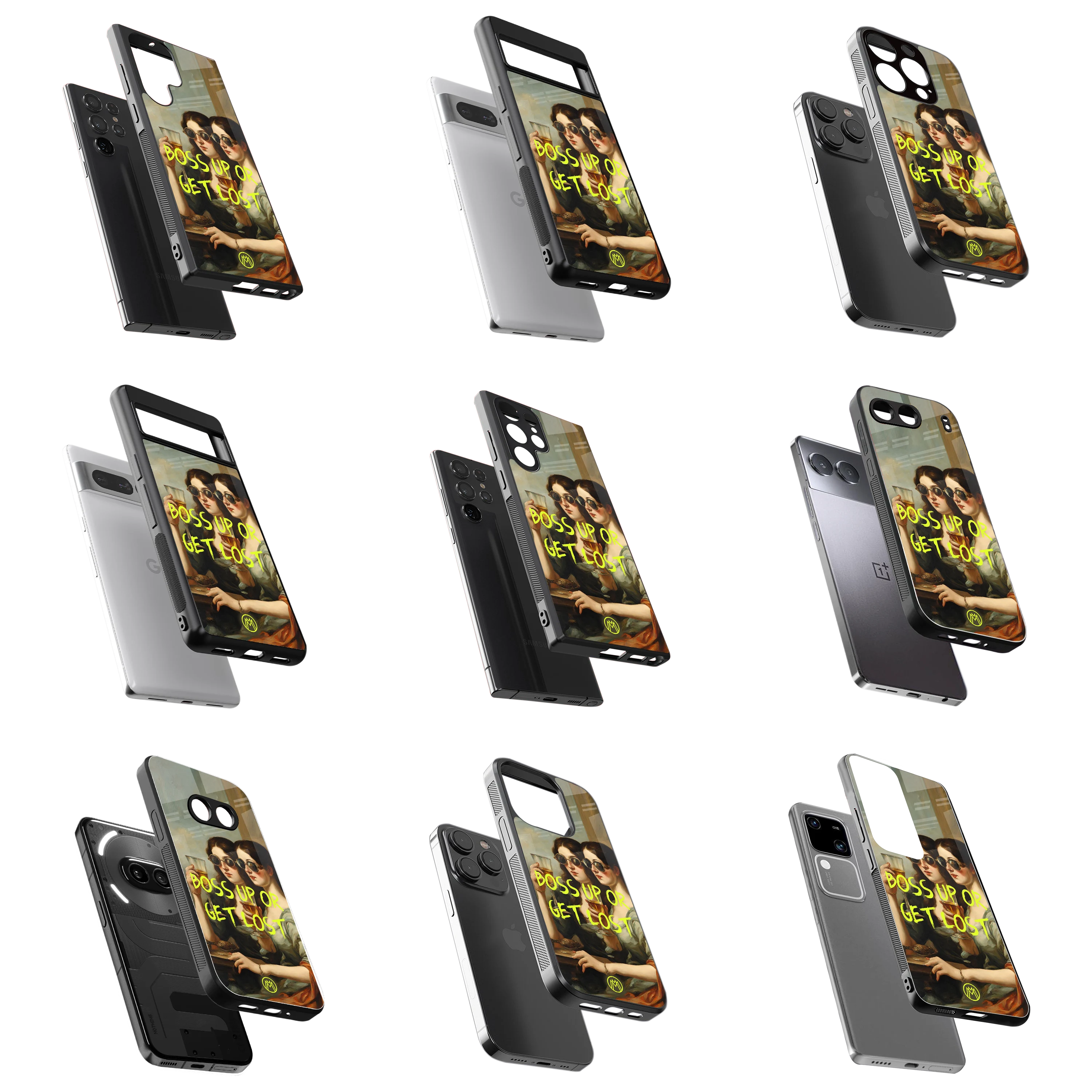 Durable Glass Back Mobile Case for iPhone, Samsung, OnePlus, Google Pixel, Redmi, Vivo, Oppo