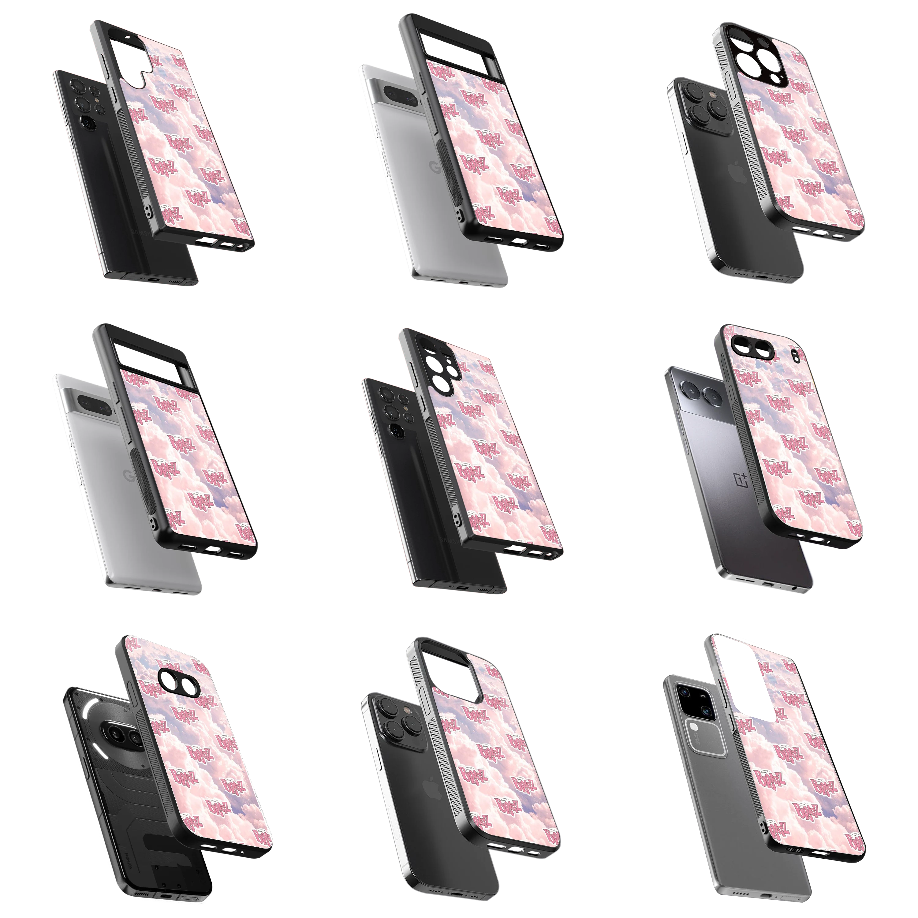 Durable Glass Back Mobile Case for iPhone, Samsung, OnePlus, Google Pixel, Redmi, Vivo, Oppo