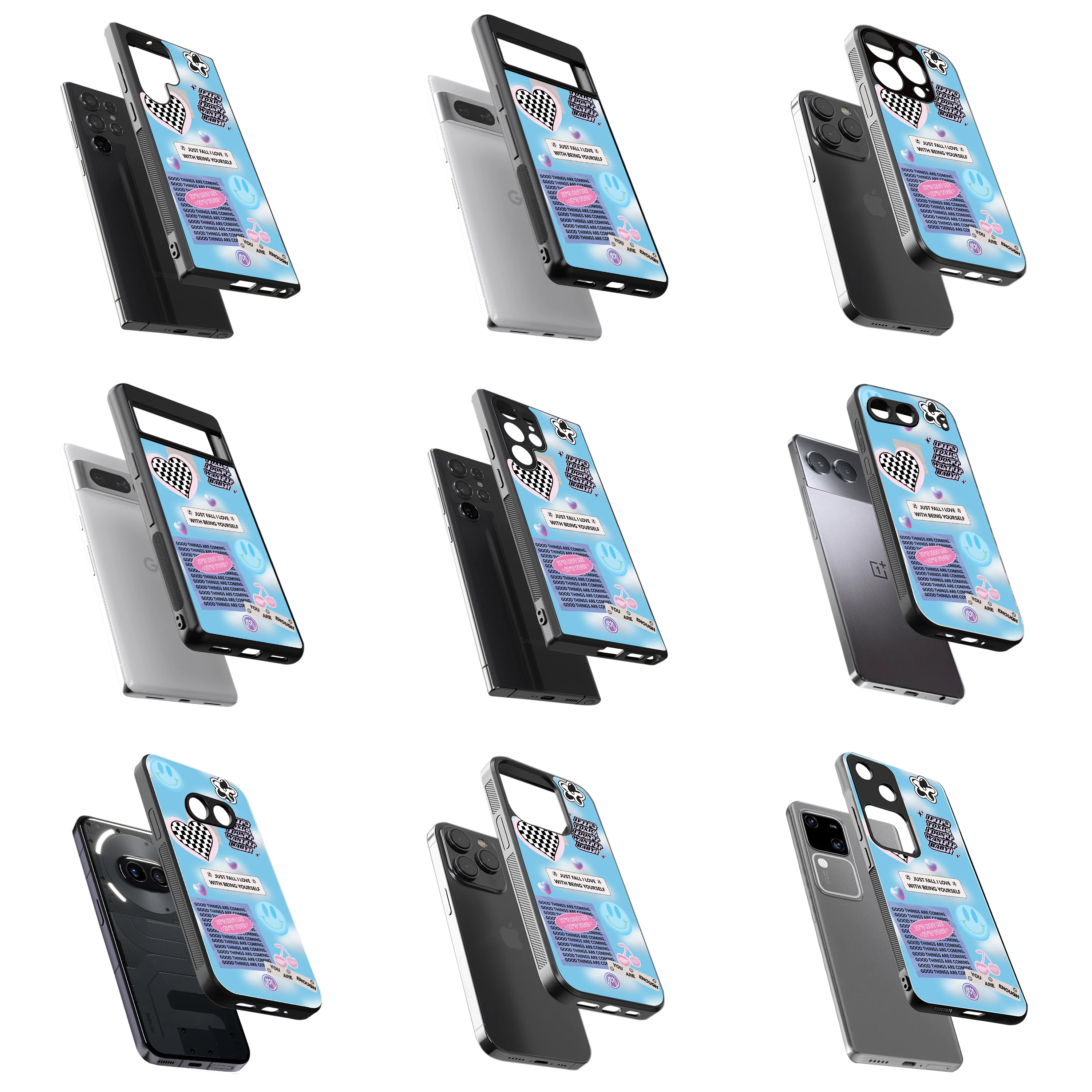 Durable Glass Back Mobile Case for iPhone, Samsung, OnePlus, Google Pixel, Redmi, Vivo, Oppo