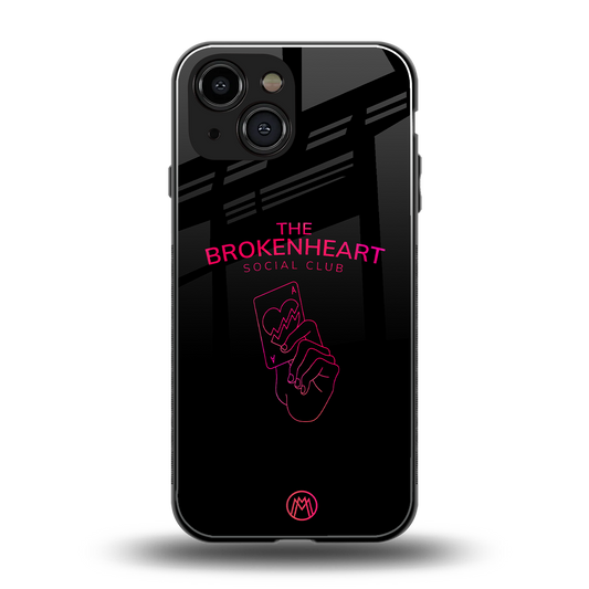 broken heart social club back phone cover | glass case for iphone 13 mini
