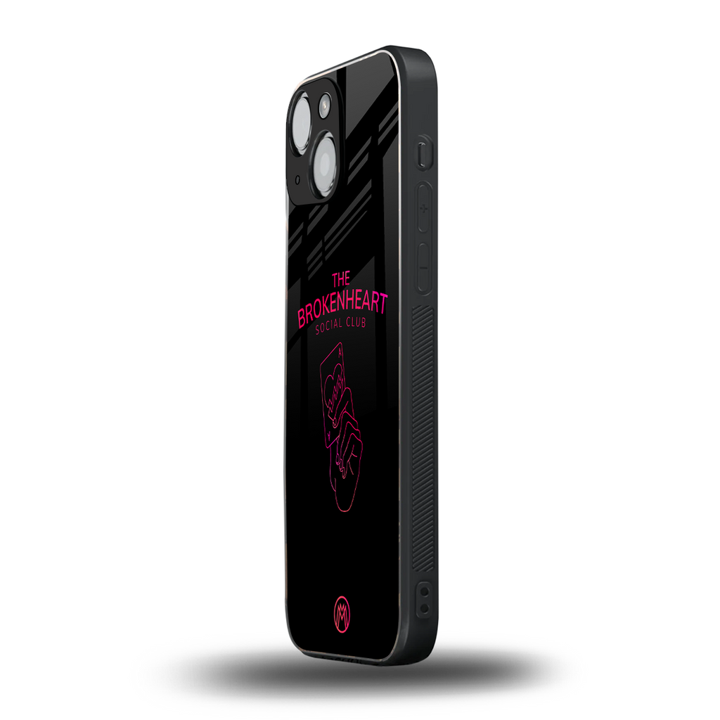 broken heart social club back phone cover | glass case for iphone 13 mini