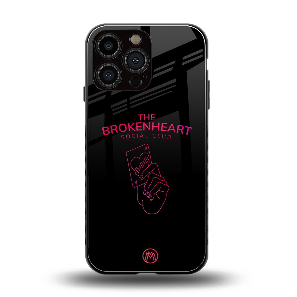 broken heart social club back phone cover | glass case for iphone 13 pro max