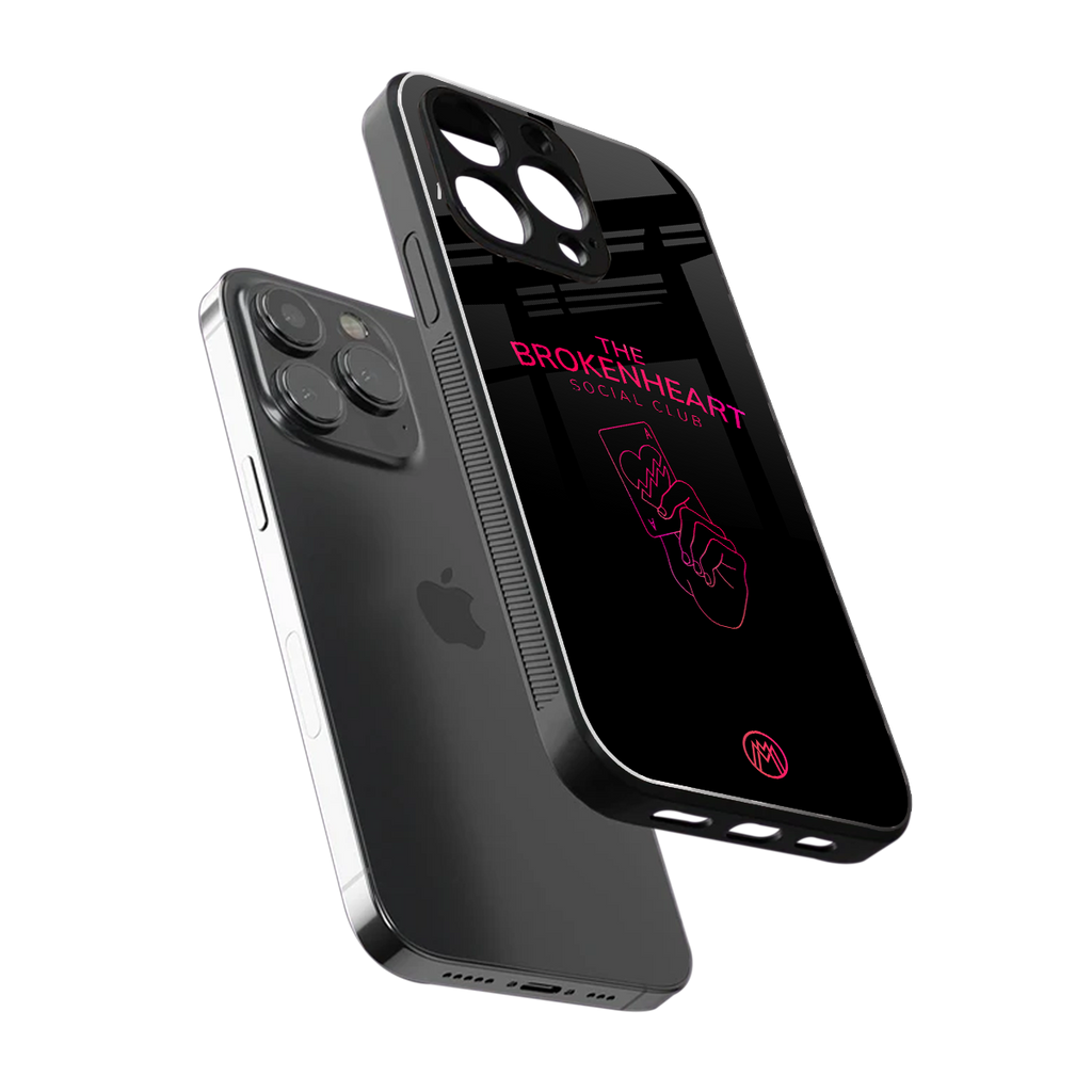 broken heart social club back phone cover | glass case for iphone 13 pro max