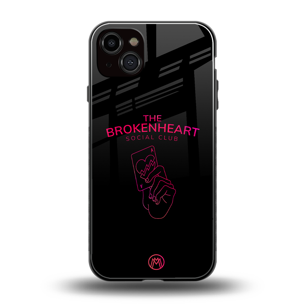 broken heart social club back phone cover | glass case for iphone 14 plus