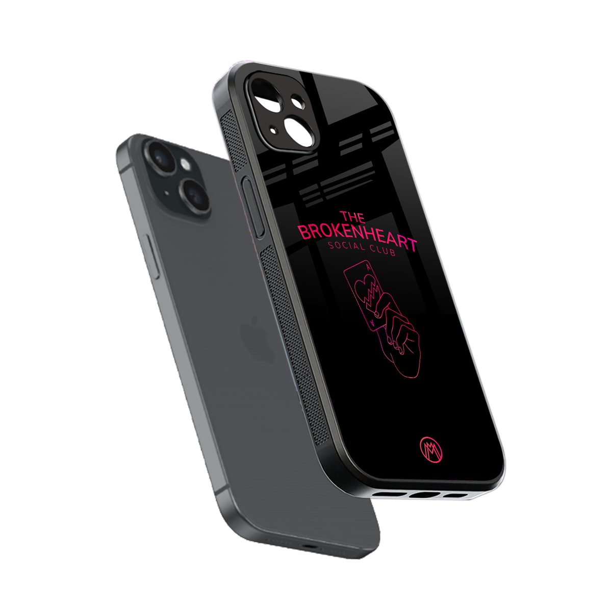 broken heart social club back phone cover | glass case for iphone 15 plus