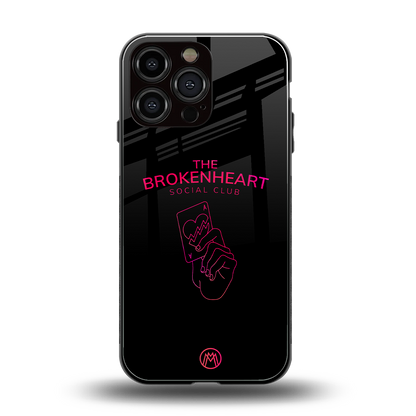 broken heart social club back phone cover | glass case for iphone 14 pro max