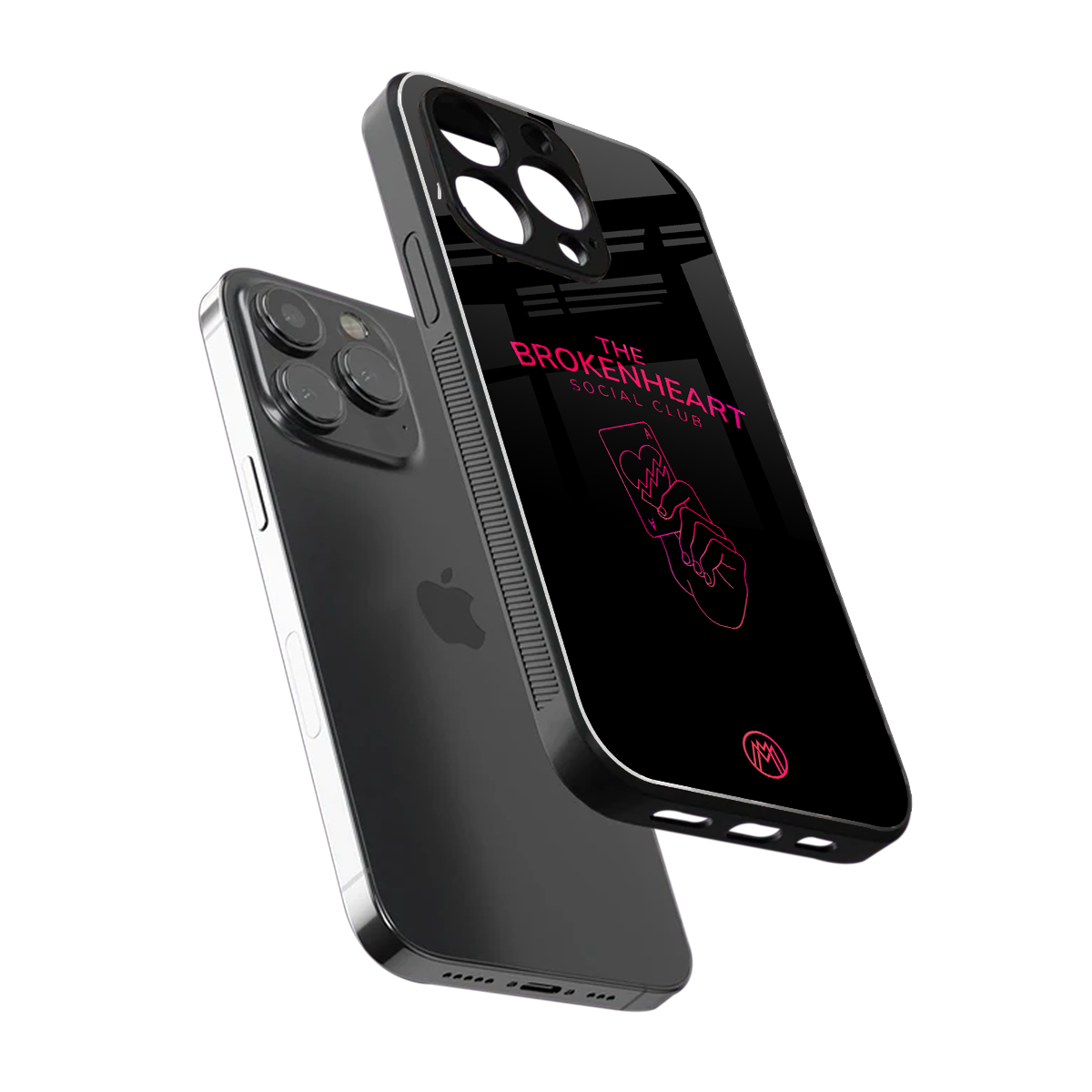 broken heart social club back phone cover | glass case for iphone 15 pro max