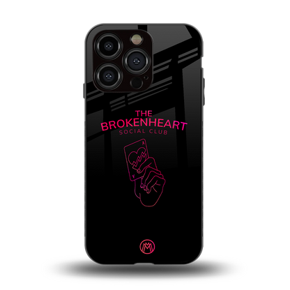 broken heart social club back phone cover | glass case for iphone 15 pro