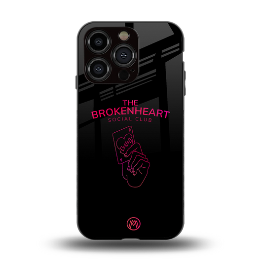 broken heart social club back phone cover | glass case for iphone 15 pro