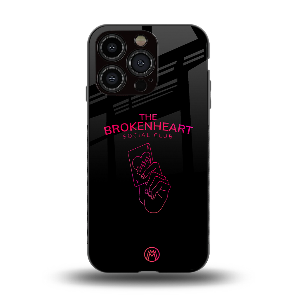 broken heart social club back phone cover | glass case for iphone 14 pro