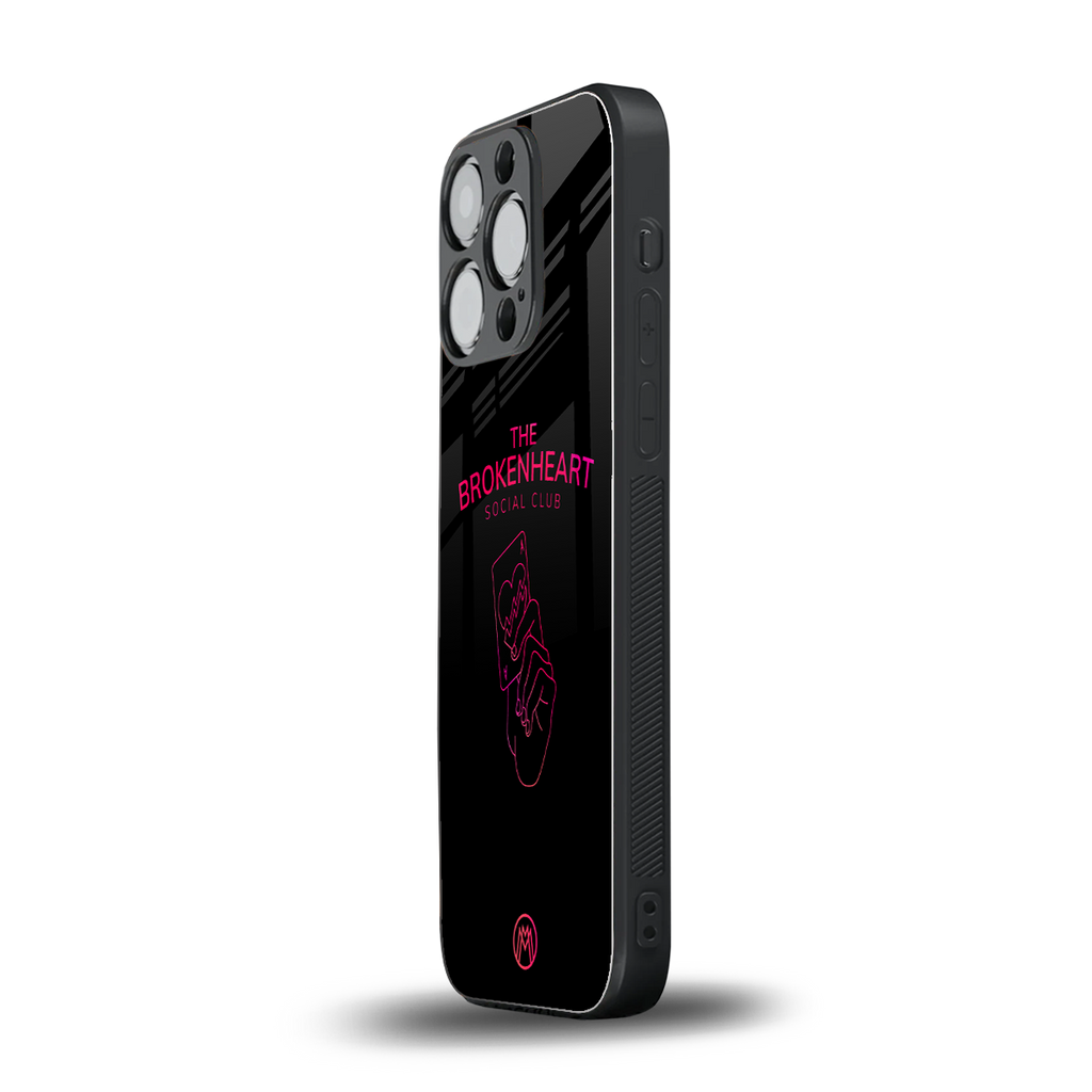 broken heart social club back phone cover | glass case for iphone 15 pro