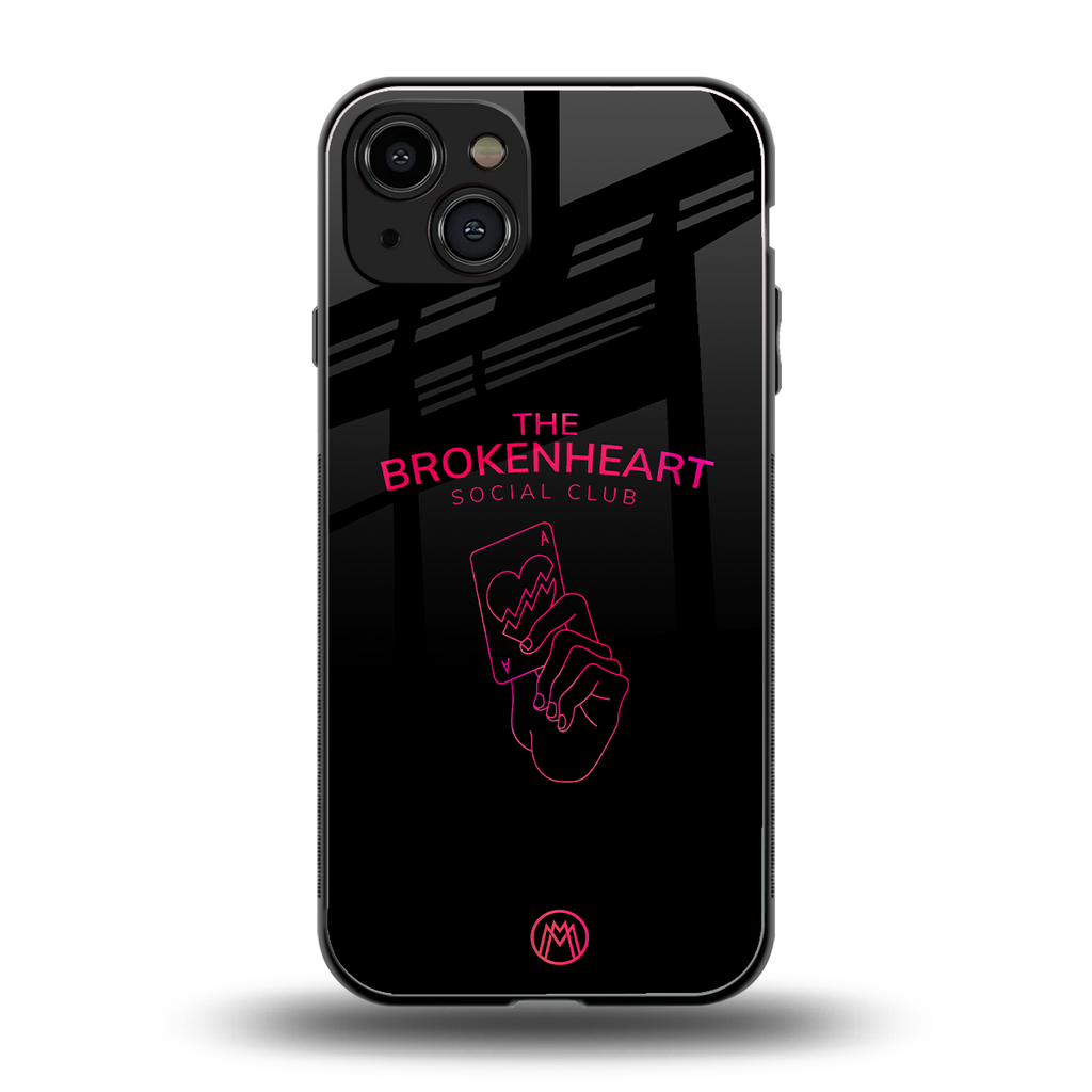 broken heart social club back phone cover | glass case for iphone 15
