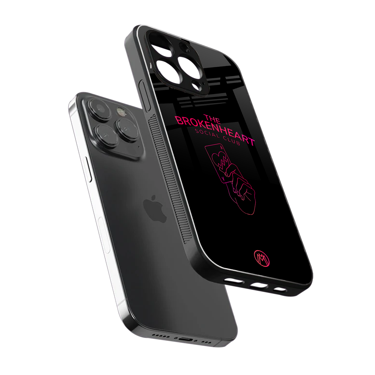 broken heart social club back phone cover | glass case for iphone 15 pro