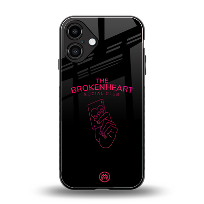 broken heart social club back phone cover | glass case for iphone 16 plus