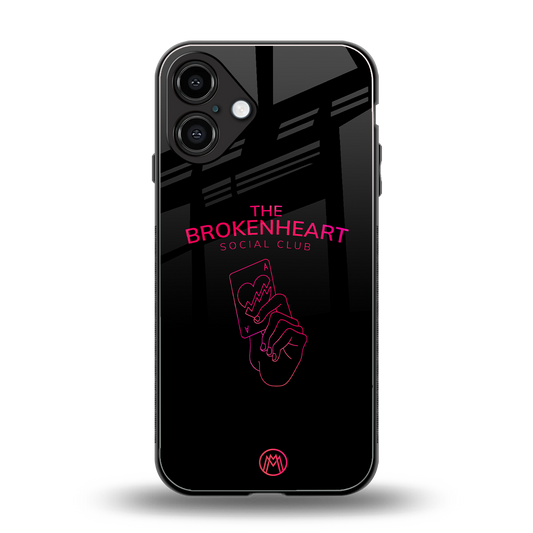 broken heart social club back phone cover | glass case for iphone 16 plus