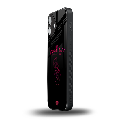 broken heart social club back phone cover | glass case for iphone 16 plus