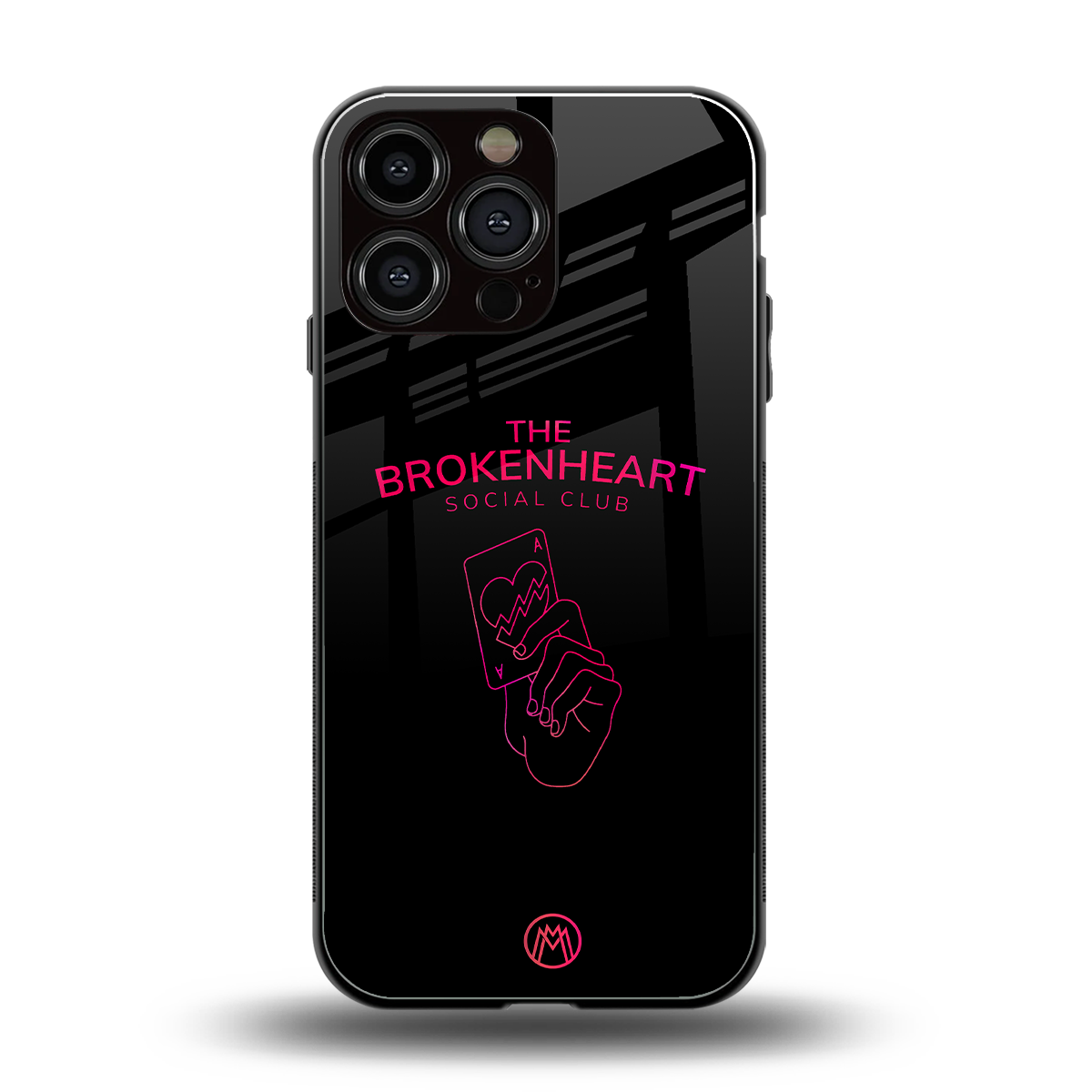 broken heart social club back phone cover | glass case for iphone 16 pro max