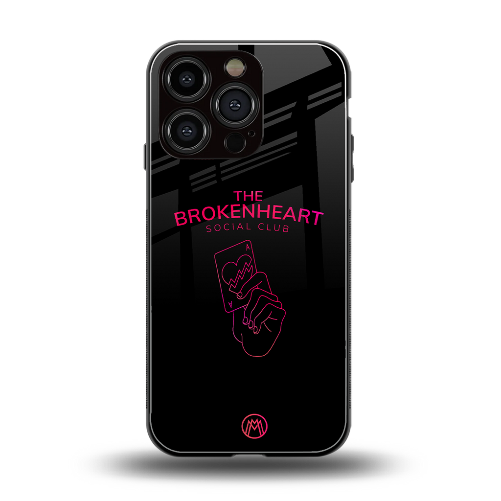 broken heart social club back phone cover | glass case for iphone 16 pro