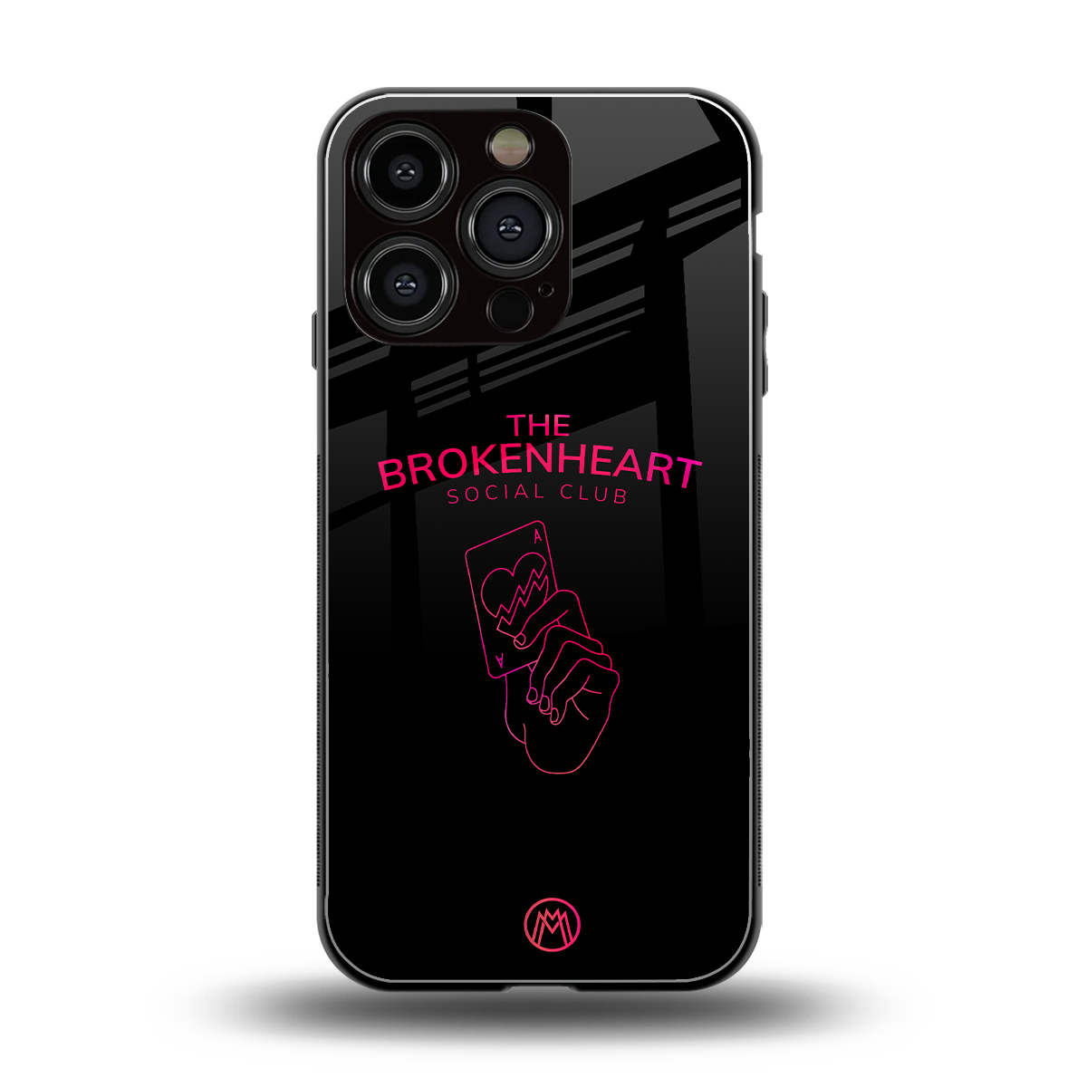 broken heart social club back phone cover | glass case for iphone 16 pro
