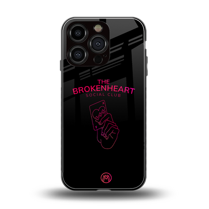 broken heart social club back phone cover | glass case for iphone 16 pro