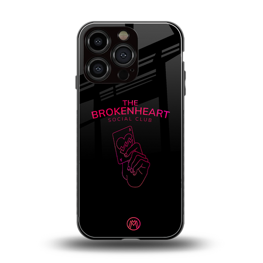 broken heart social club back phone cover | glass case for iphone 16 pro
