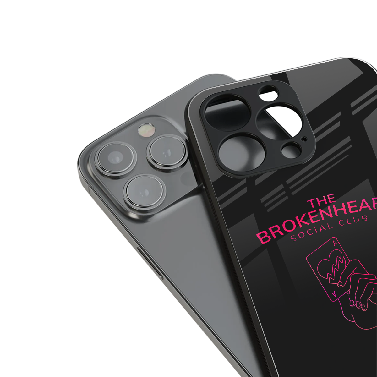 broken heart social club back phone cover | glass case for iphone 16 pro