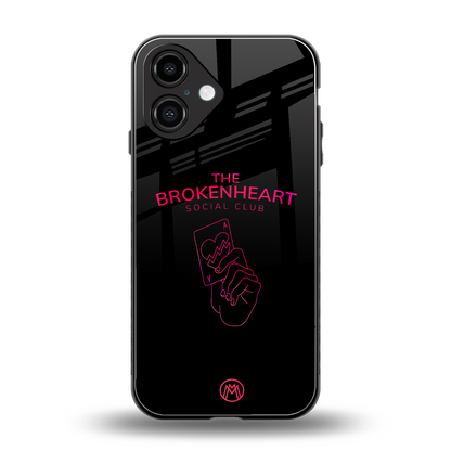 broken heart social club back phone cover | glass case for iphone 16