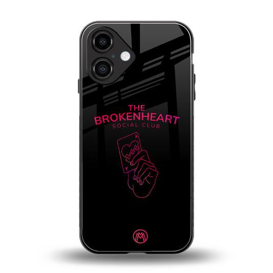 broken heart social club back phone cover | glass case for iphone 16