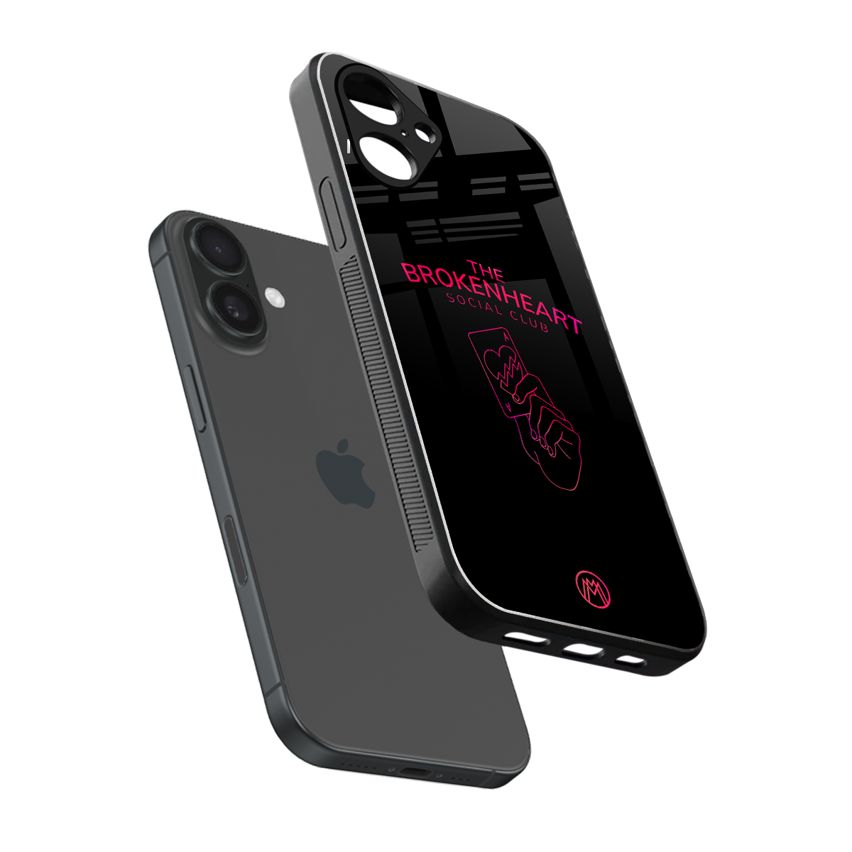 broken heart social club back phone cover | glass case for iphone 16